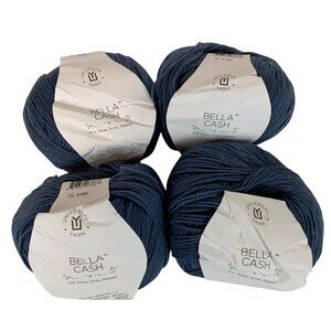 Universal Yarn Bella Cash 4 Skeins Fine Wool Cashmere Blend 230 Yds 50g Blue